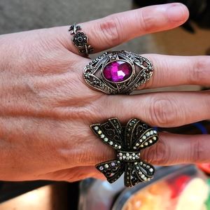 Bundle of Statement Rings with two rings being adjustable
